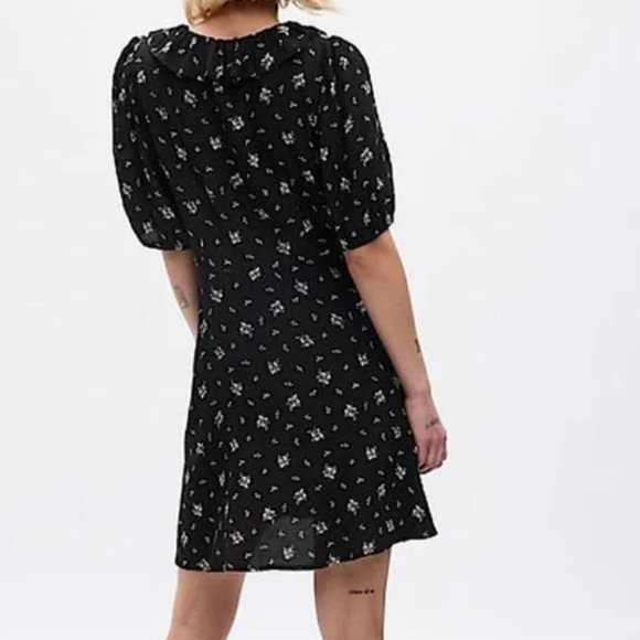 NWT GAP Ruffle Mini Dress in Black & White Floral - Picture 12 of 13